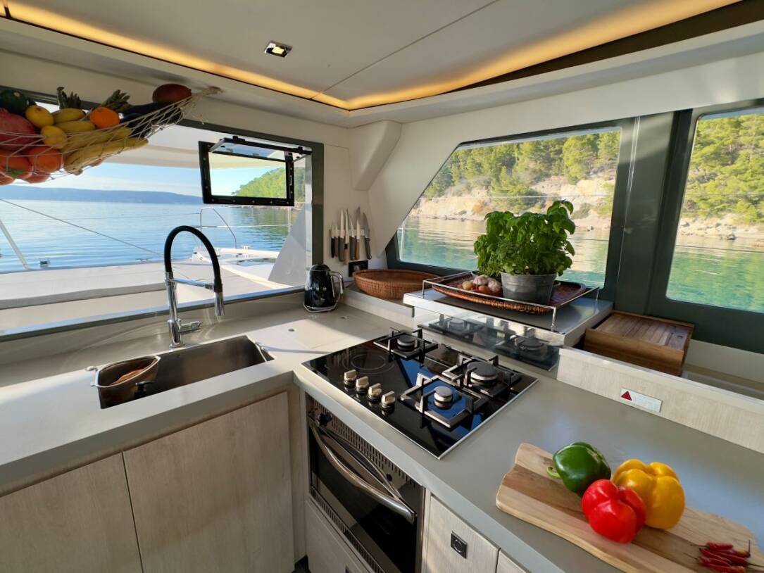 Leopard 45 Sisters catamaran galley